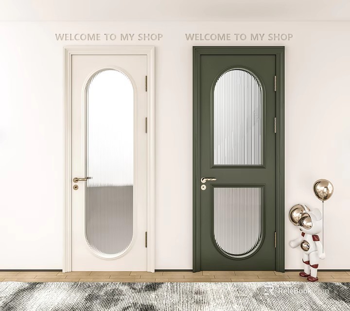 Shower Sauna Glass Door Design With White And Green Color Options For Shop 3d model 