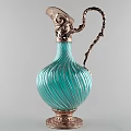 Ceramic Turquoise Vessel Featuring Swirl Pattern Brass Accents Dragon Head Decoration And Twisted Handle 3d model