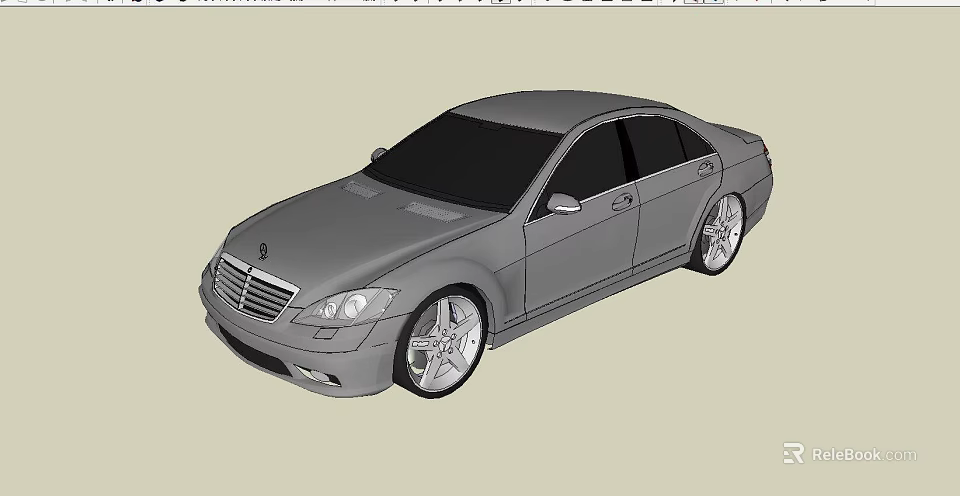 Luxury Sedan 3D Model Featuring Gray Exterior Silver Alloy Wheels And Front Grille Design 3d model 