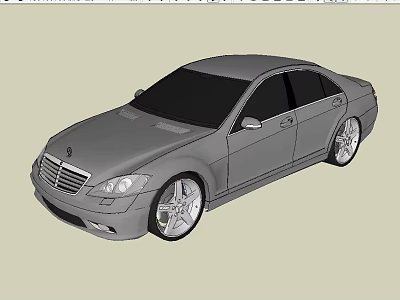 Luxury Sedan 3D Model Featuring Gray Exterior Silver Alloy Wheels And Front Grille Design 3d model