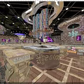 Gorgeous Bar Interior Design With Colorful Lighting Decorative Counter And Intricate Ceiling