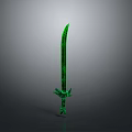 Green Fantasy Sword With Decorative Hilt And Unique Blade Design As Weapon