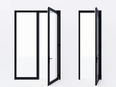 Modern Black Frame Swing Doors With Clear Glass Panels And Smooth Opening Design 3d model
