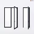 Modern Black Frame Swing Doors With Clear Glass Panels And Smooth Opening Design