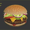 Juicy Burger with Fresh Lettuce Tomato Onion Melted Cheese and Sesame Seed Bun