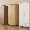 Wooden Wardrobes in Brown Light Wood White Colors with Classic Doors and Bottom Drawers