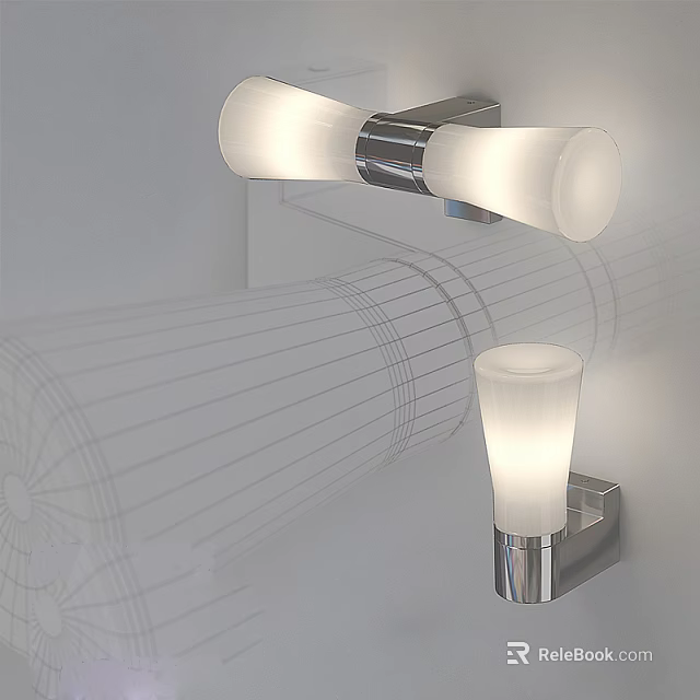 Modern Chrome Wall Sconce with Glass Shade and Soft White Lighting Design 3d model 