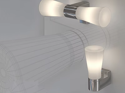 Modern Chrome Wall Sconce with Glass Shade and Soft White Lighting Design 3d model