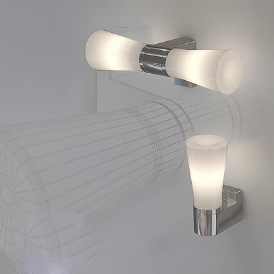 Modern Chrome Wall Sconce with Glass Shade and Soft White Lighting Design 3d model