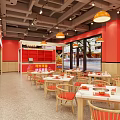 Red Hot Pot Restaurant with Spicy Skewers and Neon Sign Storefront