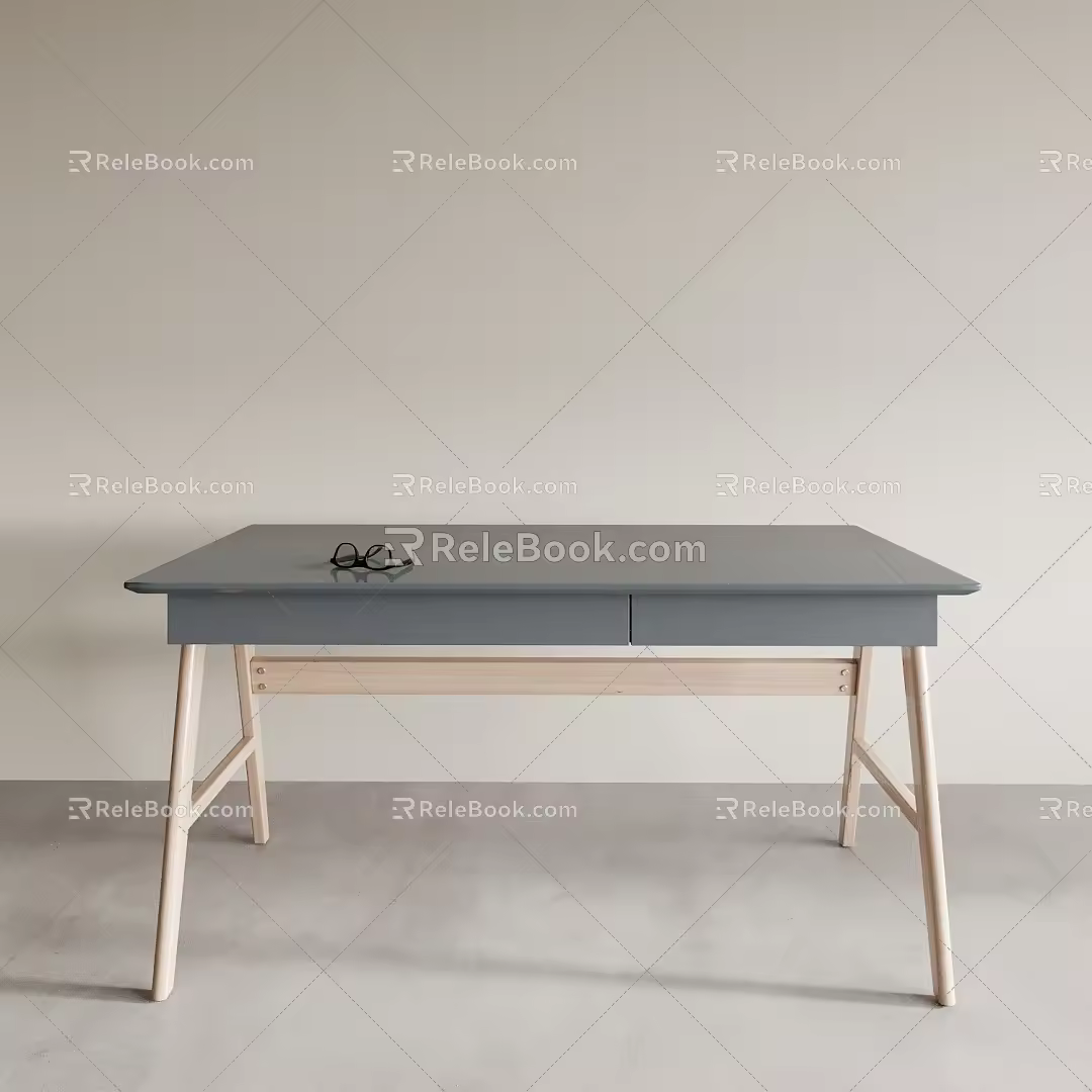 Desk Writing Desk Office Desk Square Table Long Desk Computer Desk Eyes 3d model