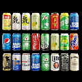 Colorful Canned Drinks From Various Brands Including Pepsi And Coca Cola