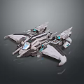 Futuristic Sci Fi Spaceship 3D Model With Sleek Design And Blue Lights