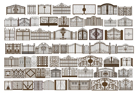 European-style gate, wrought iron gate, courtyard gate, carved gate, metal grille gate, garden gate 3d model