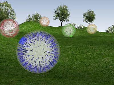 Children's Playground With Green Grass Colorful Balls And Surrounding Trees 3d model