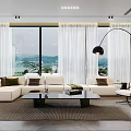 Modern Office Interior With Black Desk Gray Chairs Green Plants Floor Lamp And Marble Decor