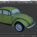 Vintage Green Beetle Car With Rounded Body Design And Shiny Silver Wheels 3d model
