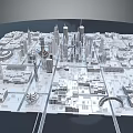 Colorful Cartoon City Landscape Featuring Tall Buildings Streets And Ferris Wheel