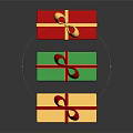 Colorful Decorative Gift Boxes With Red Ribbons And Golden Bows