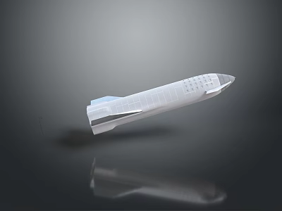 Futuristic White Space Rocket Flying with Engine Trail in Outer Space Exploration 3d model