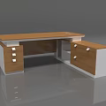 Modern Office Desk With Wooden Top And Multiple Side Storage Drawers