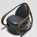 Stylish Modern Lounge Chair With Curved Wooden Frame Blue Cushion Gray Sofa And Abstract Painting