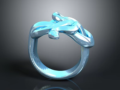 Contemporary Elegant Jewelry Ring With Unique Metallic Abstract Flowing Lines Design 3d model