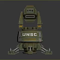 UNSC Green Mechanical Military Weapon with Base and Support Legs Structure 3d model