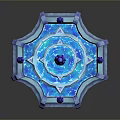 Blue Multi tiered Fountain Featuring Crystal Icy Design And Spire Ornaments
