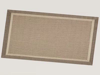 Square Area Rug With Beige And Brown Woven Texture And Brown Border 3d model
