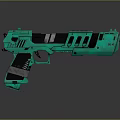 Futuristic Turquoise Weapon with Advanced Structural Design and Modern Components 3d model