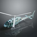 Light Colored Helicopter With Rotors And Reflective Surface On Dark Background 3d model