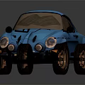 Vintage Blue Two Door Sports Car With Classic Design And Copper Wheels