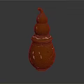 Brown Ceramic Gourd Shaped Sculpture With Intricate Carved Patterns Design