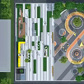 Urban Park Landscape Design With Winding Paths Green Lawns And Circular Plazas