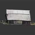 Old Wooden House with Tin Roof Wooden Structure Door And Windows on Dirt Ground