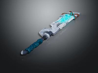 Blue Glowing Fantasy Sword With Metallic Blade And Decorative Blue Hilt Design 3d model