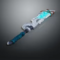 Blue Glowing Fantasy Sword With Metallic Blade And Decorative Blue Hilt Design