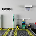 Automotive Repair Shop Industrial Equipment With Green Lifts Yellow Pads And Wall Tools
