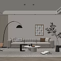 Modern Living Room Interior Design With Beige Sofa Round Coffee Table And Floor Lamp