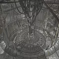 Futuristic Industrial Structure With Radial Metal Framework And Illuminated Interior