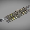 Military Dual Tube Missile Launcher With Green Body Silver Tips And Yellow Stripes