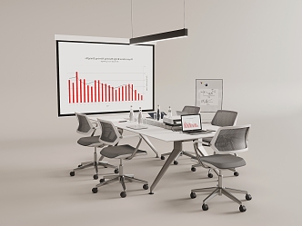 Modern Conference Room Laptop Projection Curtain 3d model