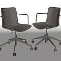 Modern Gray Fabric Office Chairs with Armrests Five Star Base and Rolling Casters
