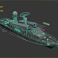 Detailed Warship Model Featuring Radar Systems Missile Launchers And Deck Design