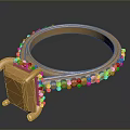 Elegant Golden Ring Featuring Square Gemstone And Decorative Beads As Daily Accessory 3d model