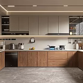 Modern Open Kitchen Interior Design With Wooden Cabinets Island Counter And Appliances