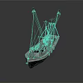 Fishing Boat With Twin Cranes White Red Hull And Cabin Structure