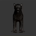3D Rendered Leopard Model With Dark Spotted Fur Standing On Gray Background With Orange Eyes