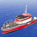 Modern Red And Black Yacht With Deck Railing Sailing On Blue Sea